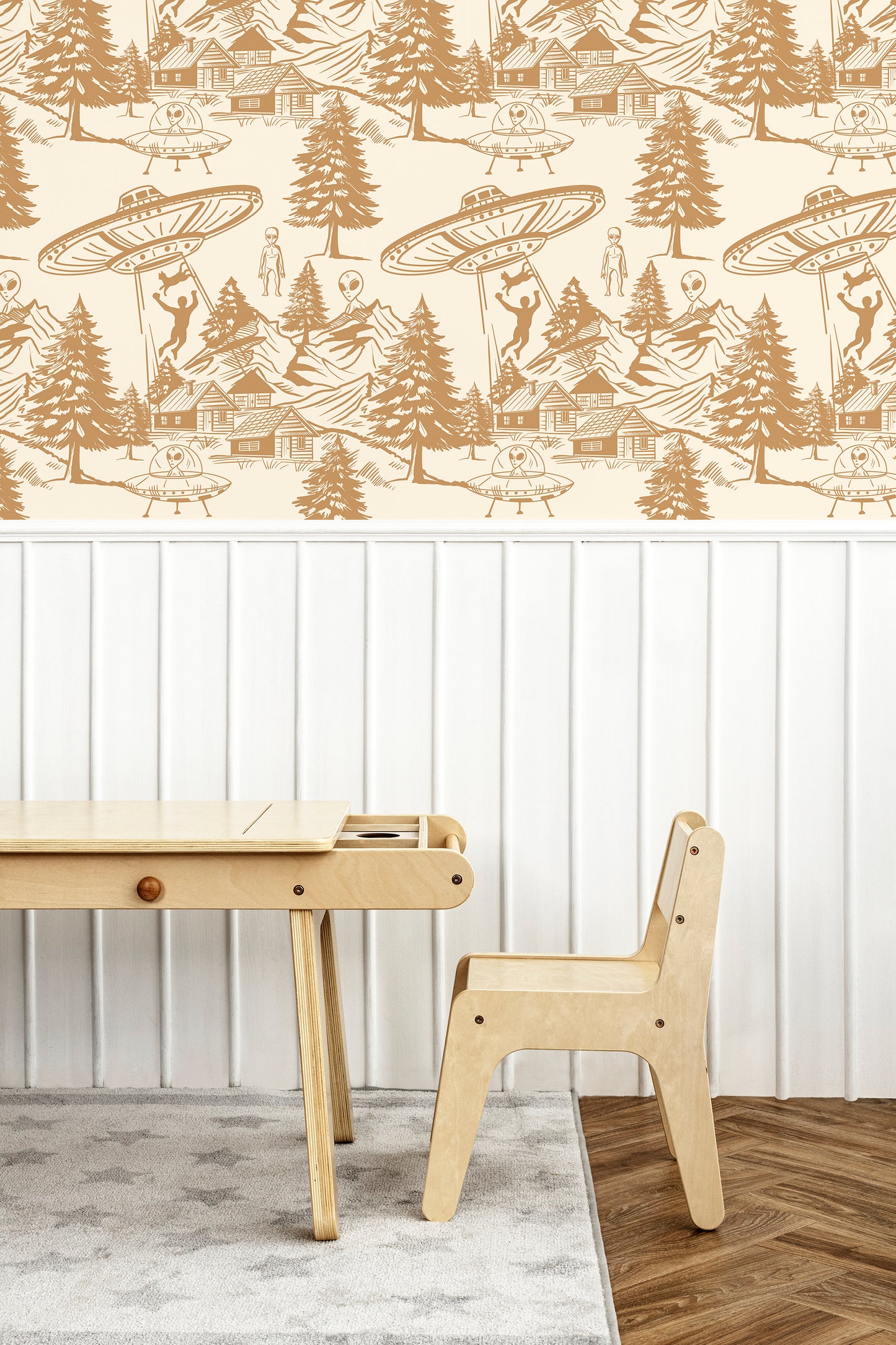 Alien Abduction Toile De Jouy Wallpaper Sample - Peel & Stick