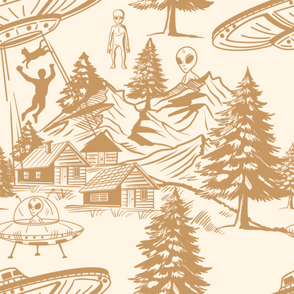 Alien Abduction Toile De Jouy Wallpaper Sample - Peel & Stick
