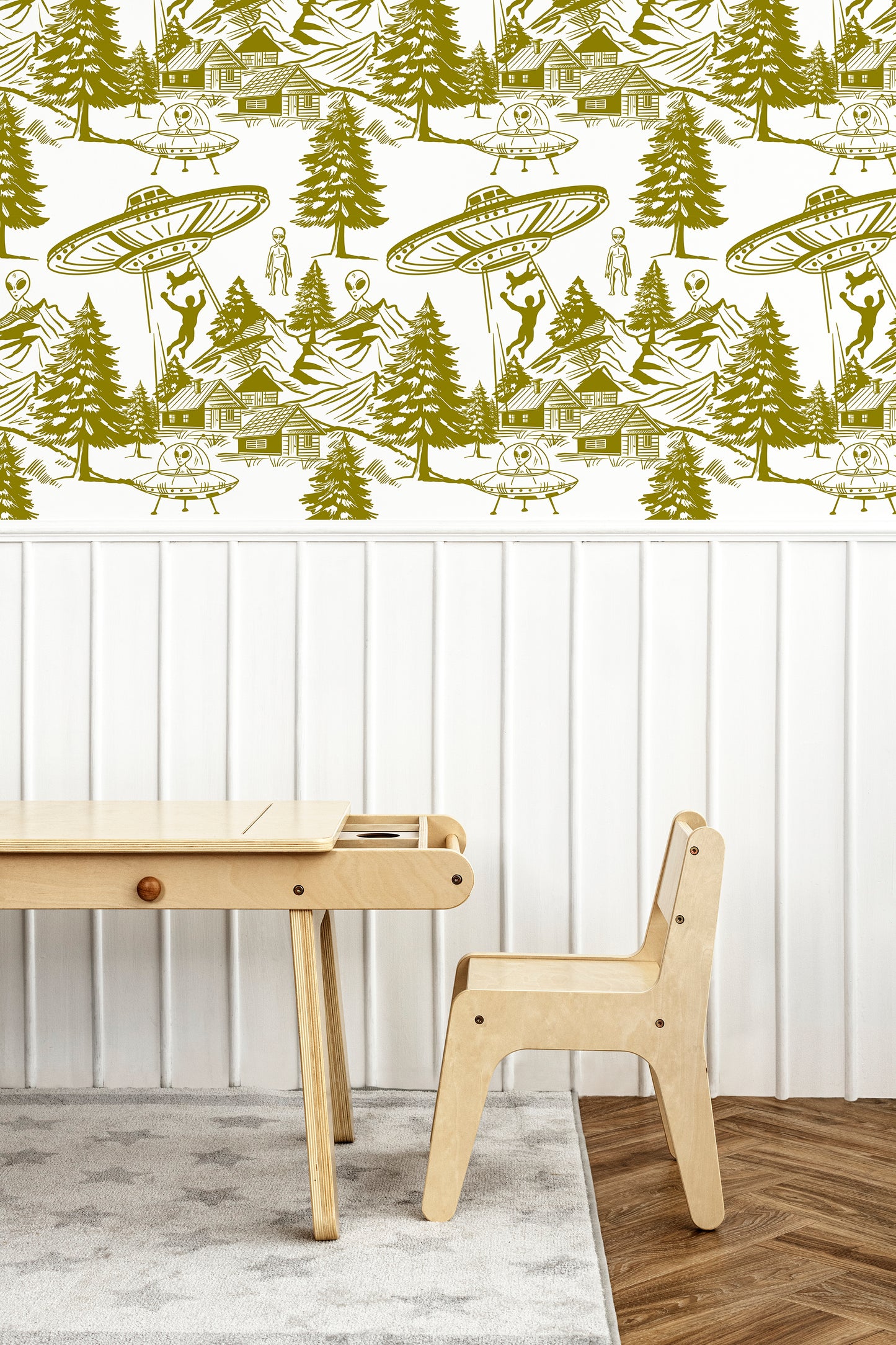 Alien Abduction Toile De Jouy Wallpaper Sample - Peel & Stick