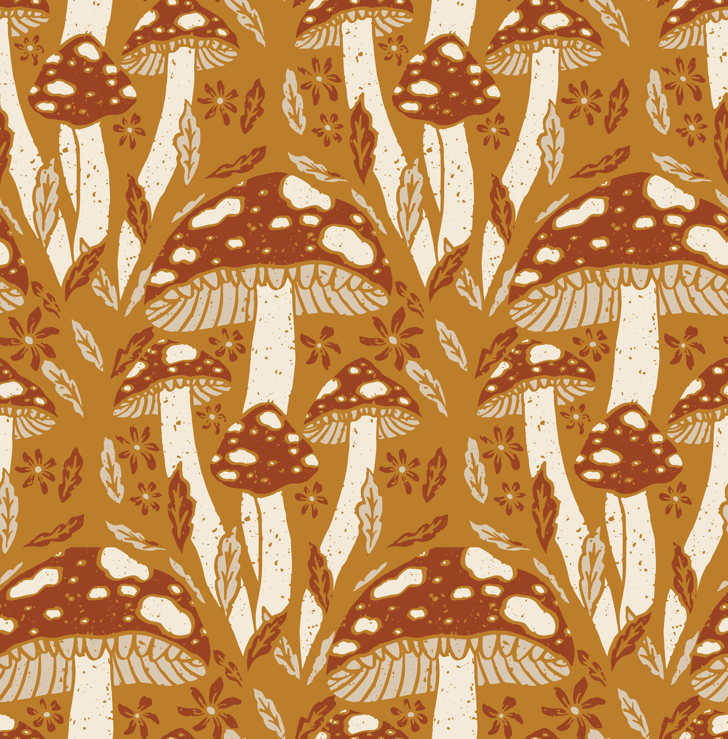Mushroom pattern on a yellow background