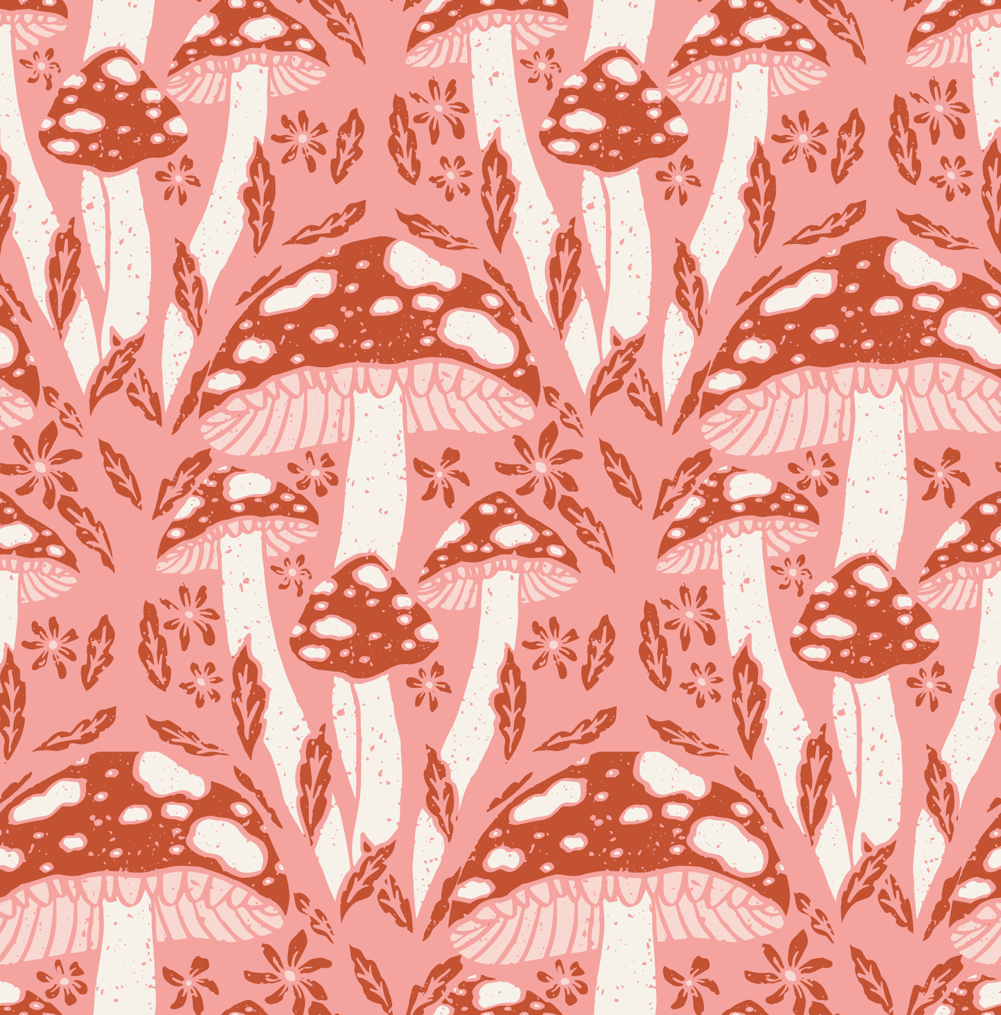 Mushroom pattern on a pink background