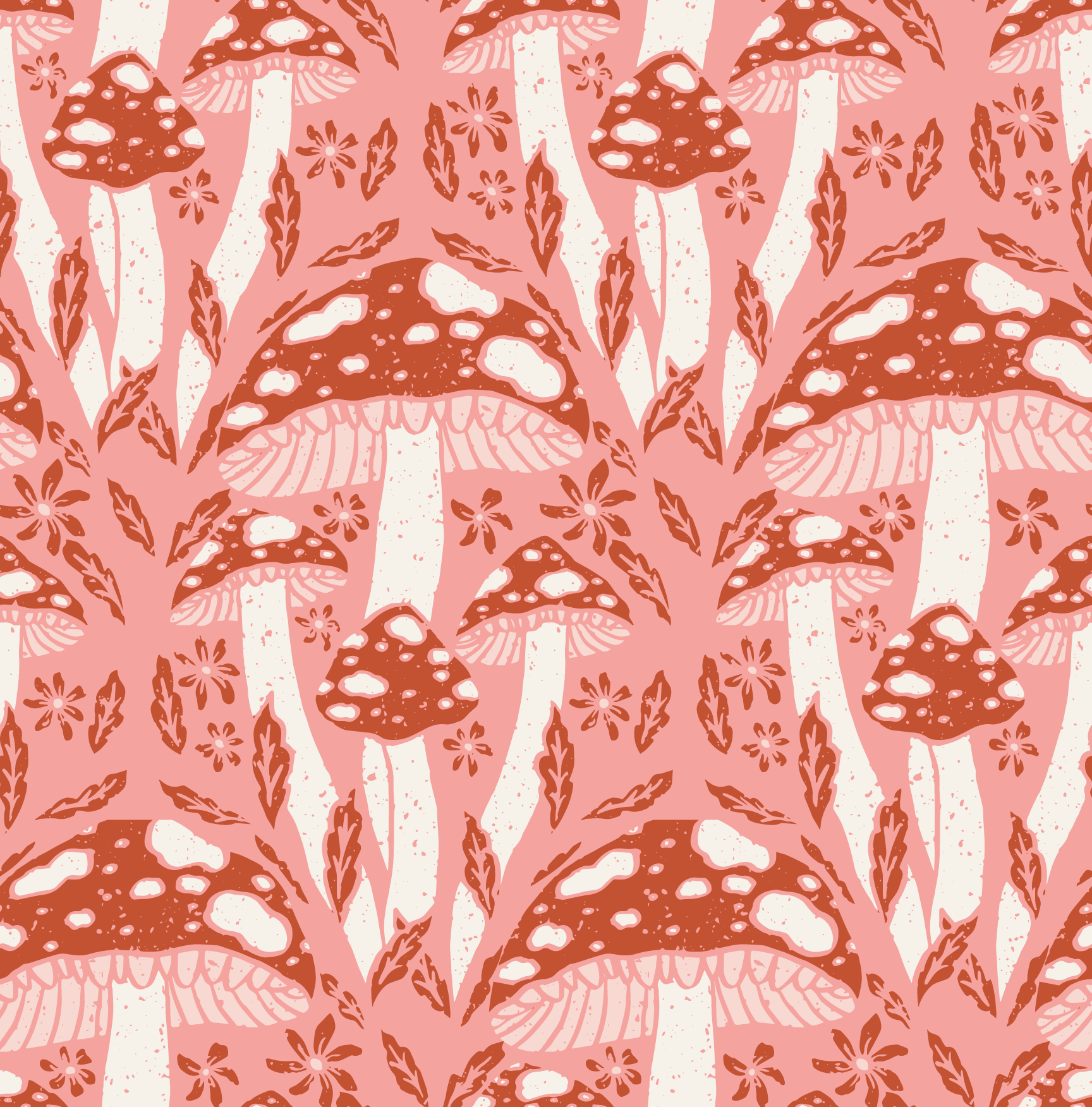 Mushroom pattern on a pink background
