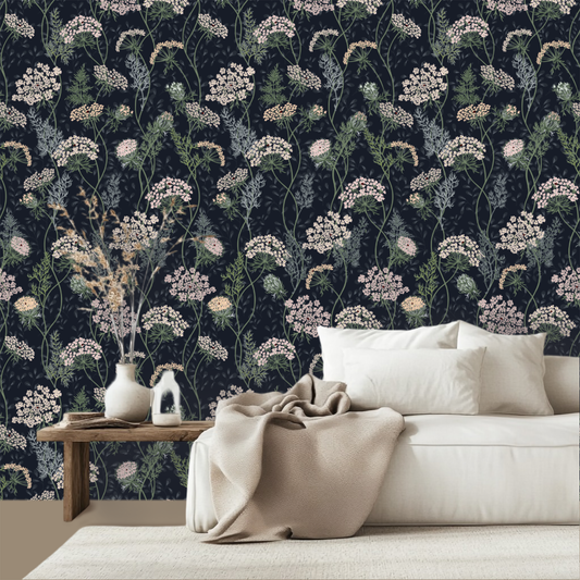Wildflower Meadow Queen Annes Lace Wallpaper