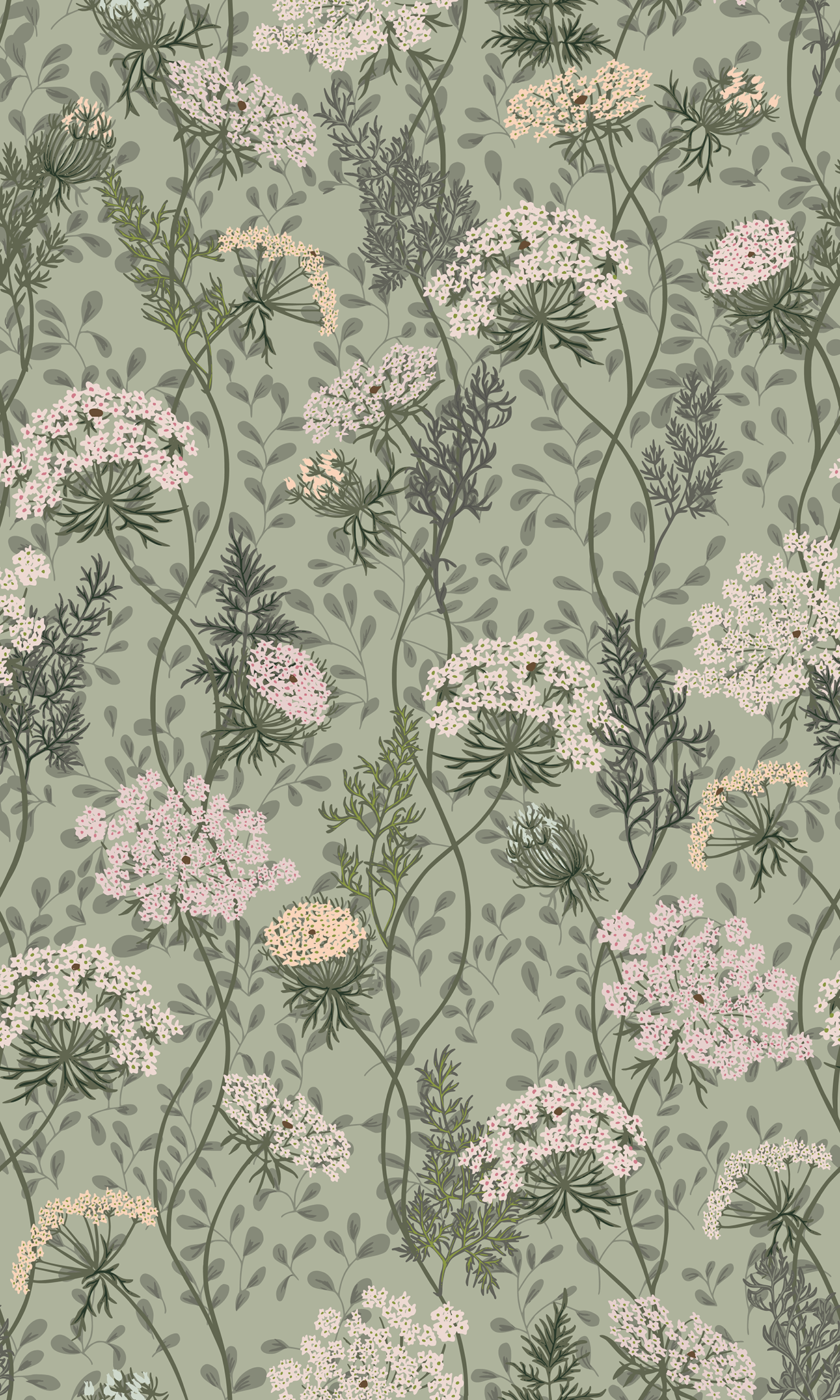 Wildflower Meadow Queen Annes Lace Wallpaper