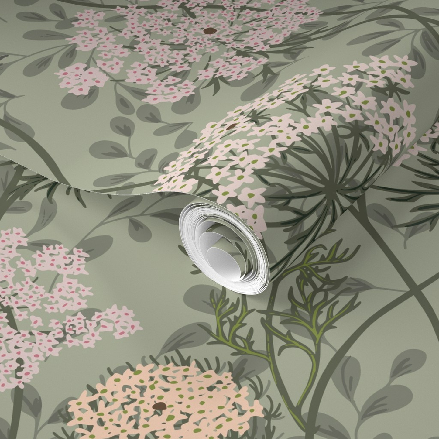 Wildflower Meadow Queen Annes Lace Wallpaper