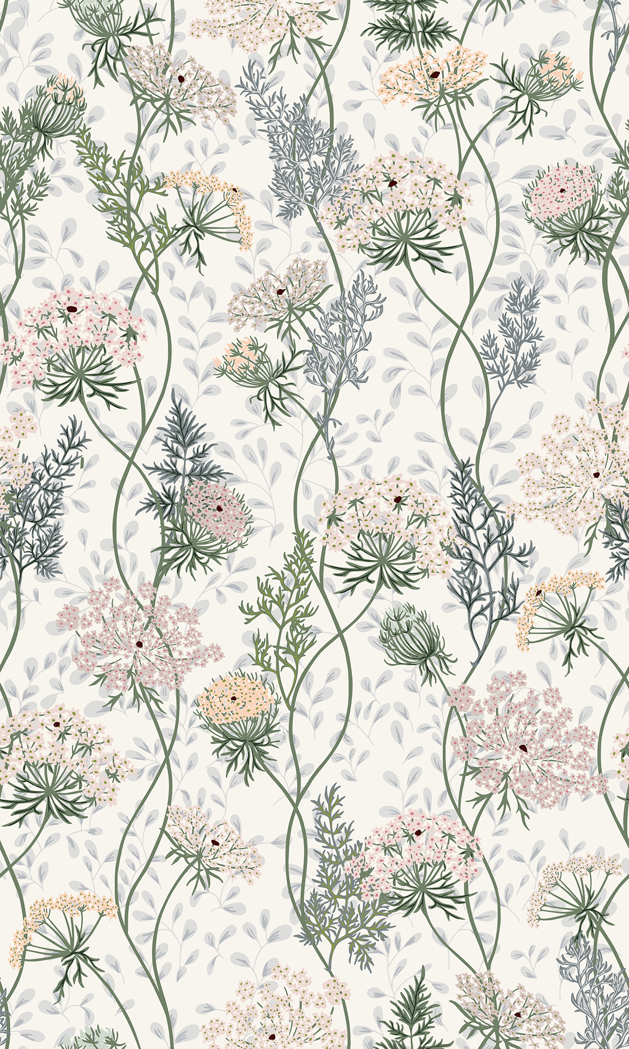Wildflower Meadow Queen Annes Lace Wallpaper