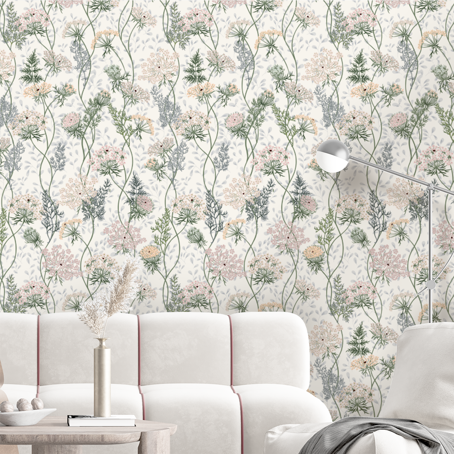 Wildflower Meadow Queen Annes Lace Wallpaper