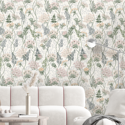Wildflower Meadow Queen Annes Lace Wallpaper