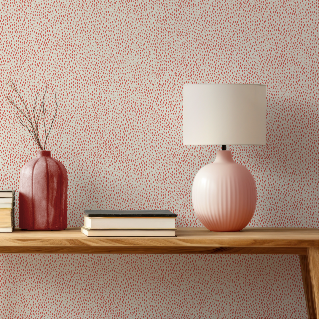 Audrey's Seedlings in Light Red and Cream Wallpaper