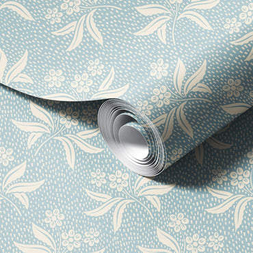 Audrey's Cottage Garden in Light Blue and Cream Wallpaper