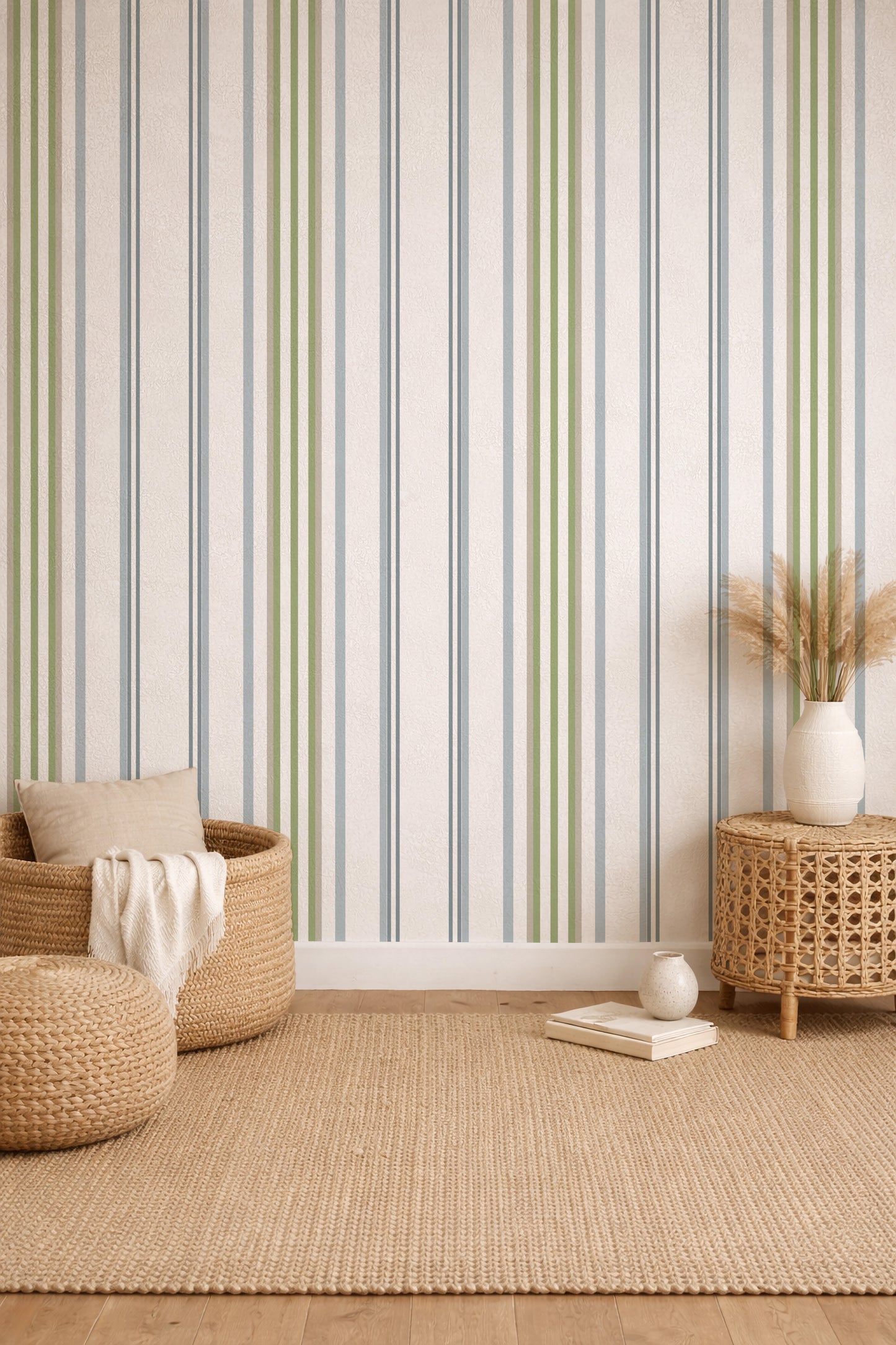 Blue Green Stripes Wallpaper
