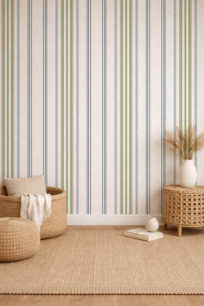 Blue Green Stripes Wallpaper
