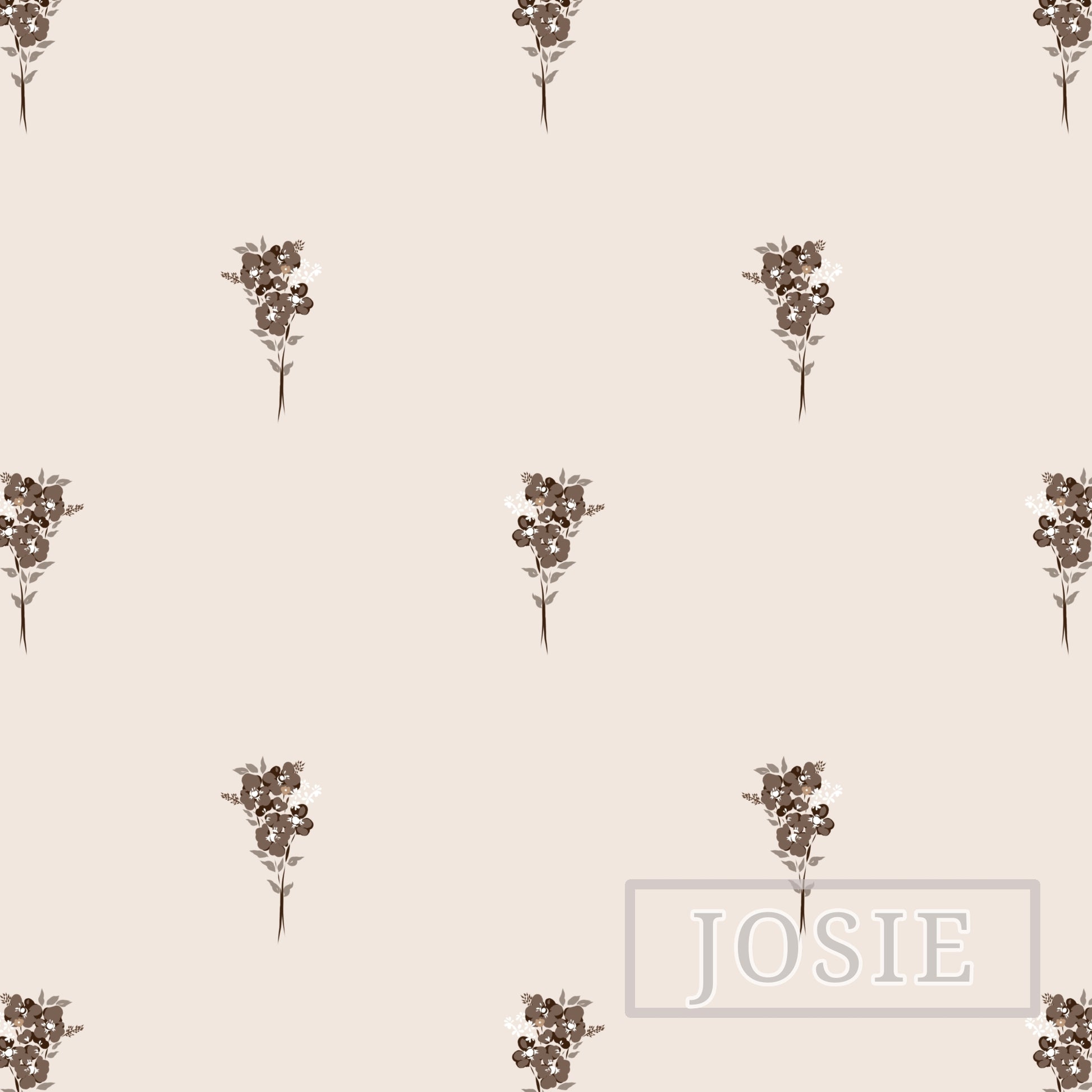 Bouquet Blooms Brown peel and stick wallpaper pattern swatch