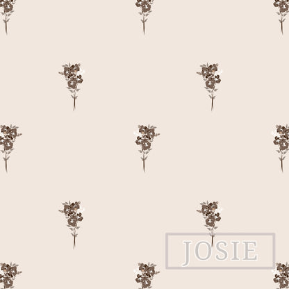Bouquet Blooms Brown peel and stick wallpaper pattern swatch