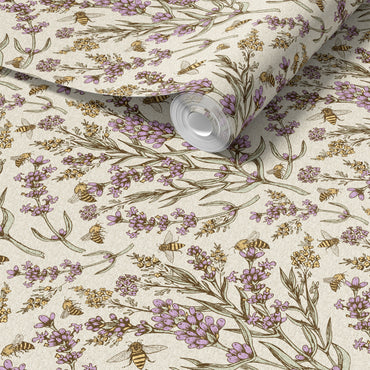Bee and Lavender Wallpaper