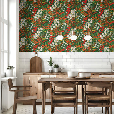 Bees in the Garden peel and stick wallpaper room mockup