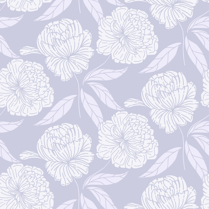 White floral pattern on a light purple background