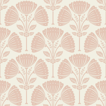 Block Print Bouquet Cream peel and stick wallpaper pattern swatch