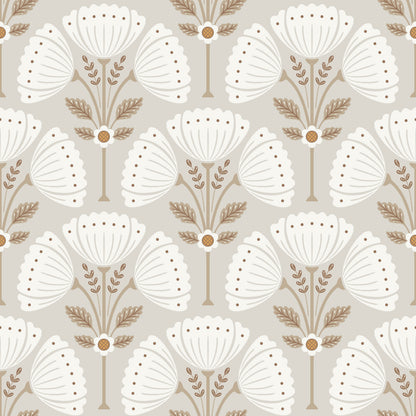 Block Print Bouquet Earthy peel and stick wallpaper pattern swatch