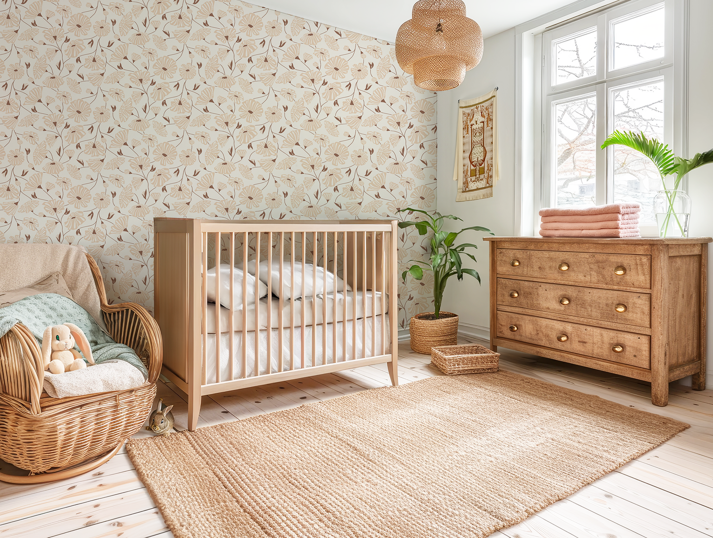 Boho Trailing Blooms Wallpaper