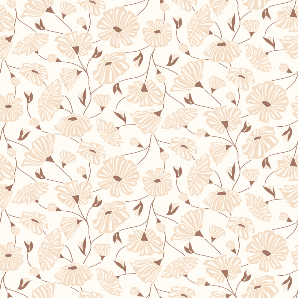 Pattern of beige flowers on a white background