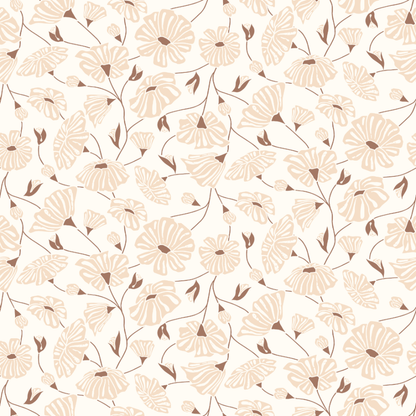 Pattern of beige flowers on a white background