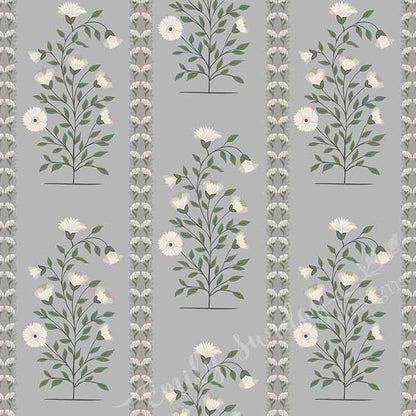 Boteh Paisley Stripe Gray peel and stick wallpaper pattern swatch