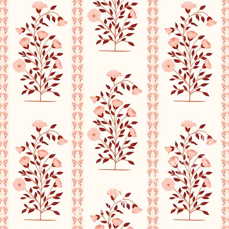 Boteh Paisley Stripe White & Blue peel and stick wallpaper pattern swatch