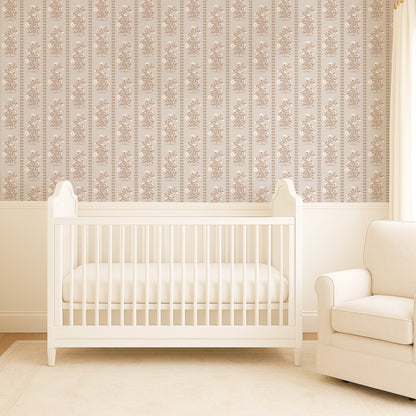 Boteh Paisley Stripe Light Gray peel and stick wallpaper room mockup