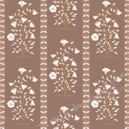 Boteh Paisley Stripe Mocha peel and stick wallpaper pattern swatch