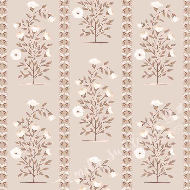 Boteh Paisley Stripe Gray peel and stick wallpaper pattern swatch