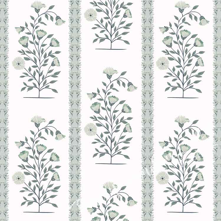 Boteh Paisley Stripe White peel and stick wallpaper pattern swatch