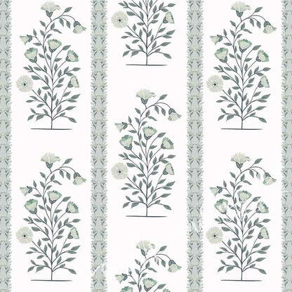 Boteh Paisley Stripe White peel and stick wallpaper pattern swatch