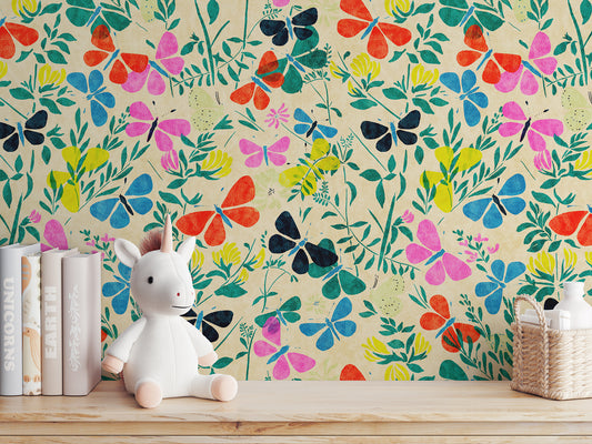 Butterflies Among Flowers Wallpaper