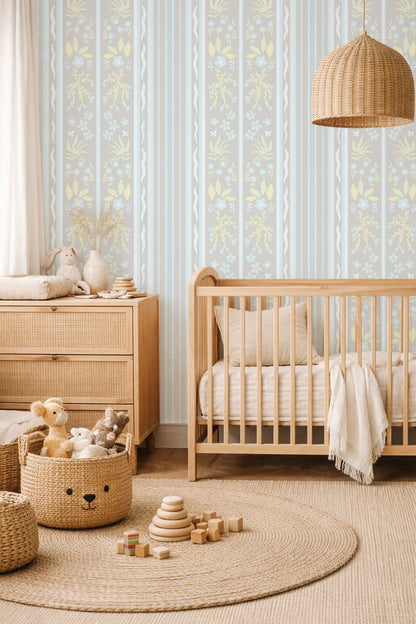 Cottagecore Florals peel and stick wallpaper room mockup