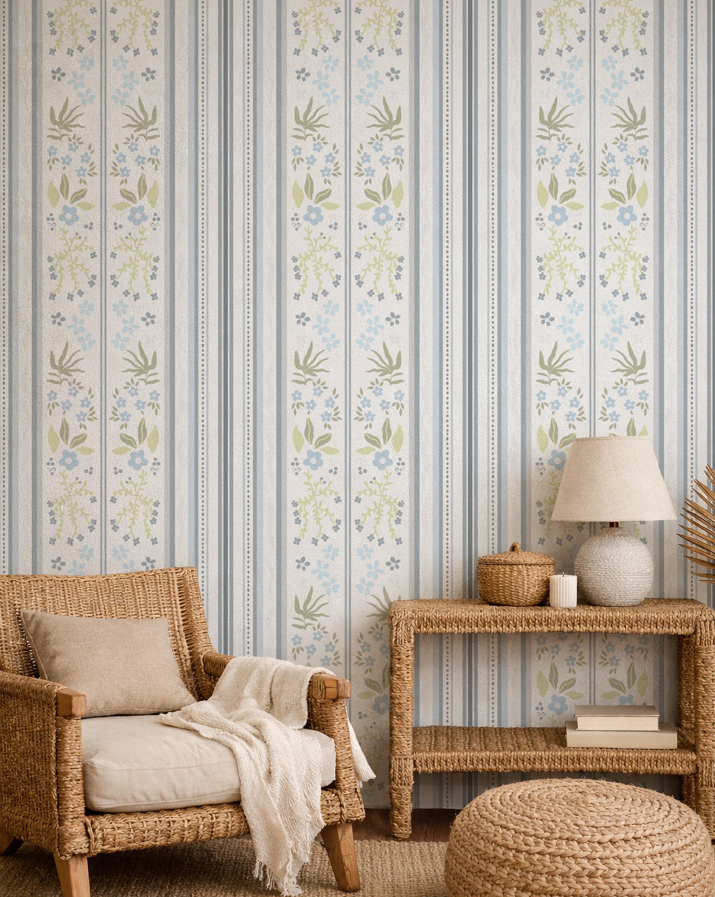 Cottagecore Florals peel and stick wallpaper room mockup