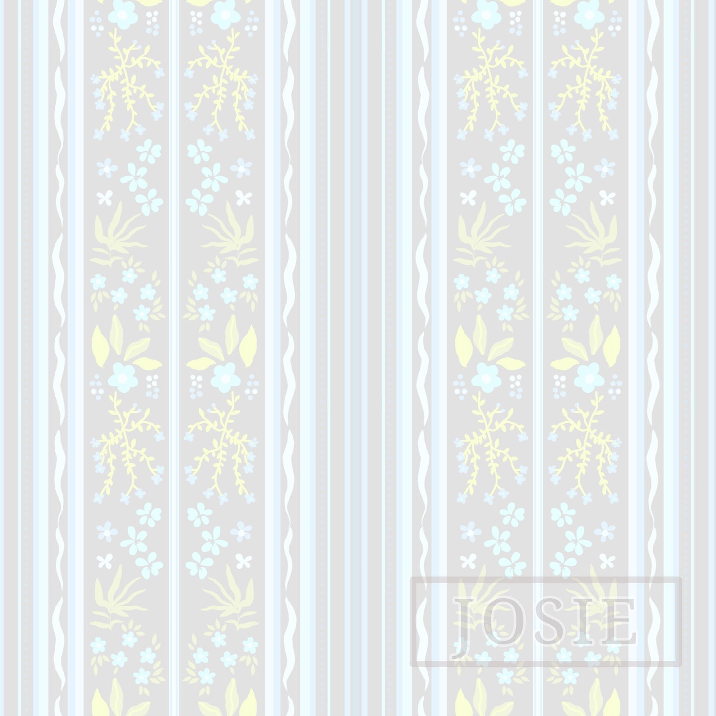 Cottagecore Florals Grey and White peel and stick wallpaper pattern swatch