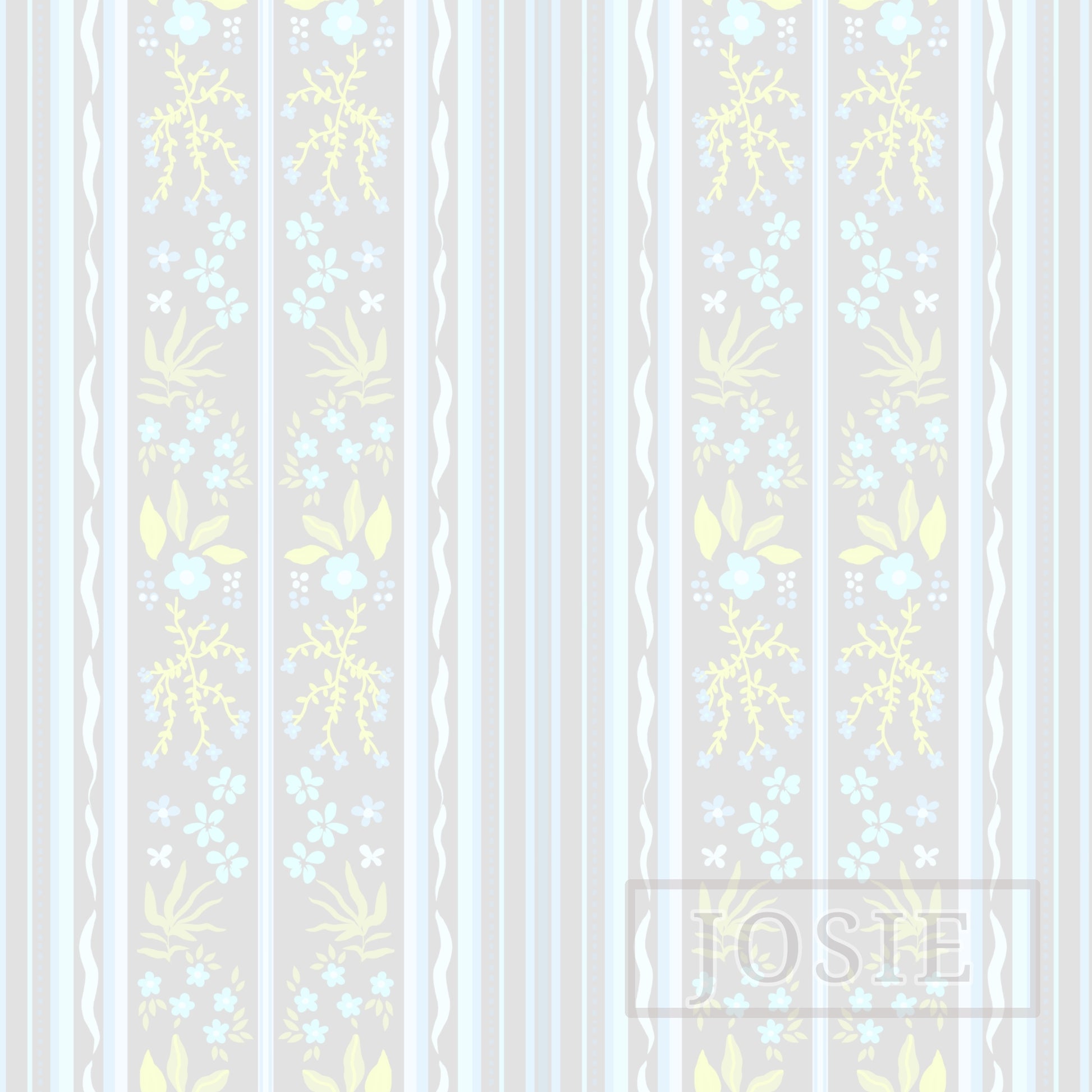 Cottagecore Florals Grey and White peel and stick wallpaper pattern swatch