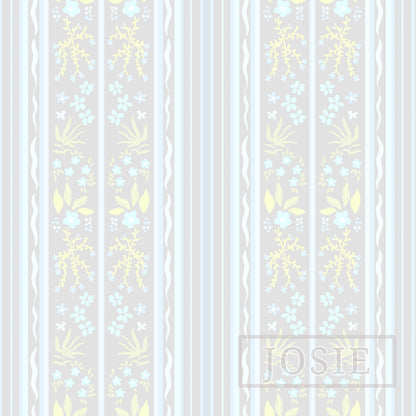Cottagecore Florals Grey and White peel and stick wallpaper pattern swatch