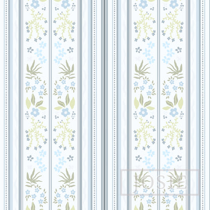 Cottagecore Florals Muted Blue peel and stick wallpaper pattern swatch