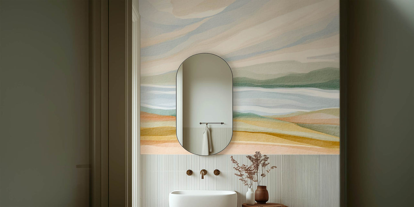 Rainy, Misty, and Romantic Peel and Stick Wall Mural - Coastal, Watercolor, Mural