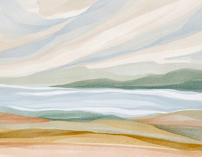 Rainy, Misty, and Romantic Peel and Stick Wall Mural - Coastal, Watercolor, Mural