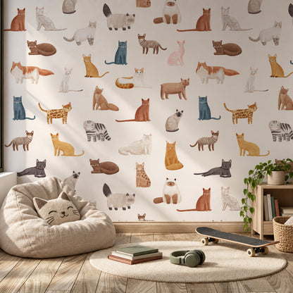 Cream Cat Breeds wallpaper in a warm neutral nursery