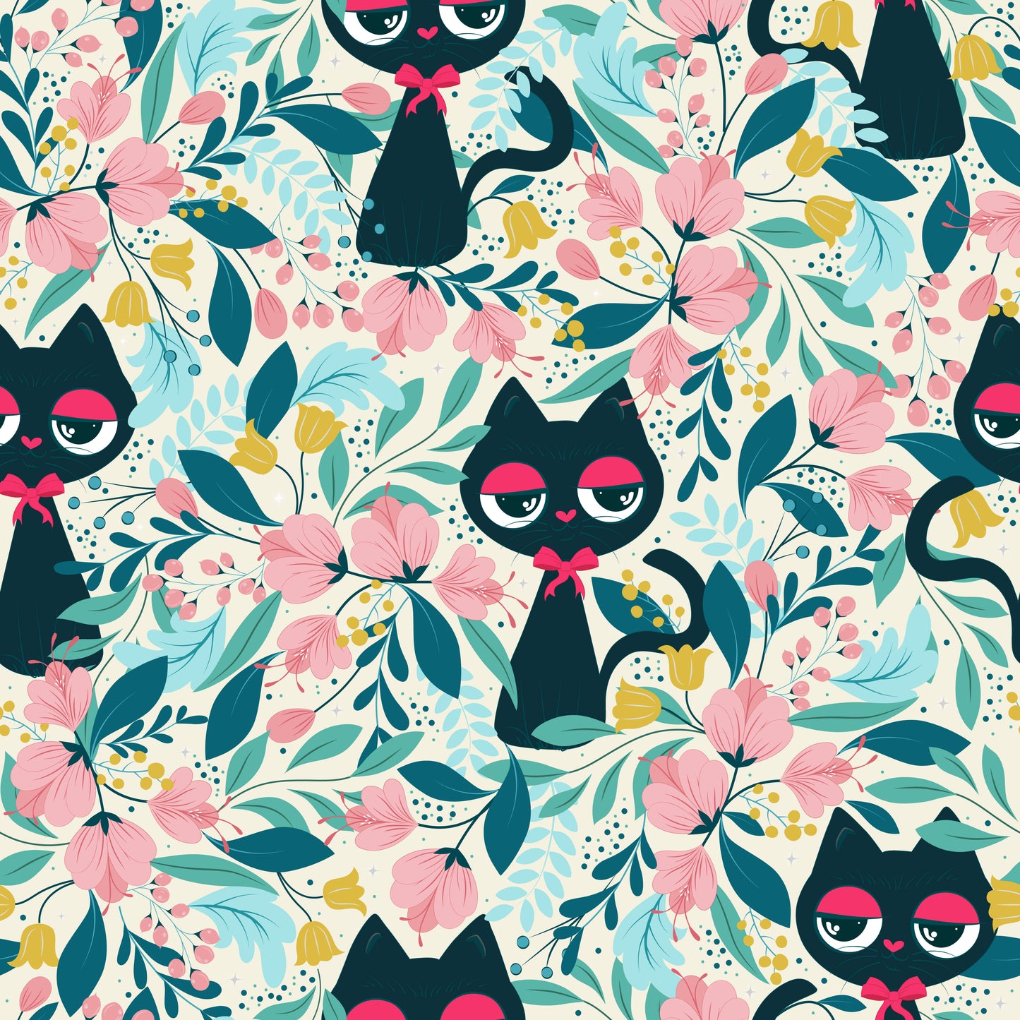 Cat in the Garden Wallpaper