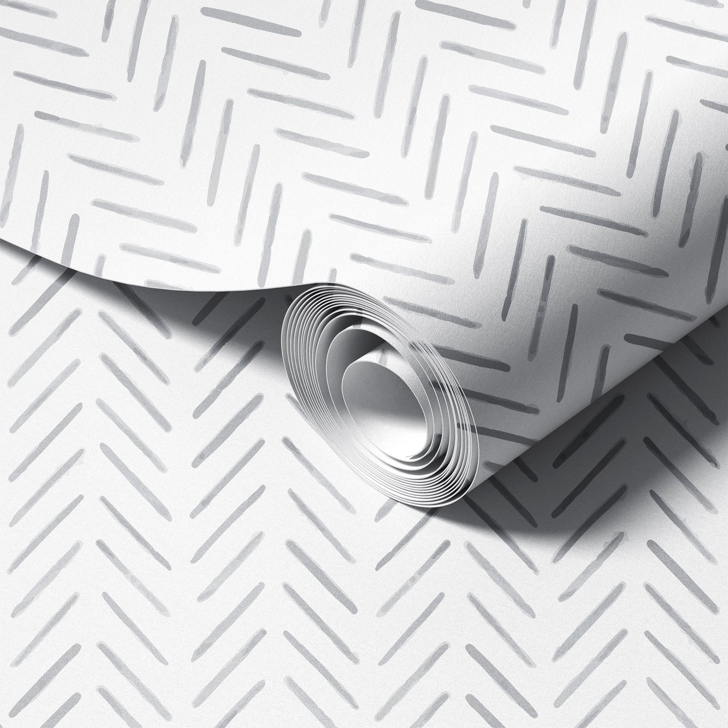 Charcoal Herringbone peel and stick wallpaper room mockup