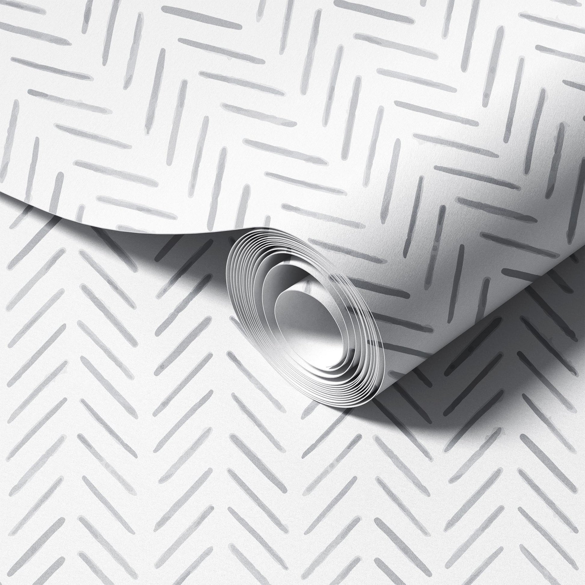 Charcoal Herringbone peel and stick wallpaper room mockup