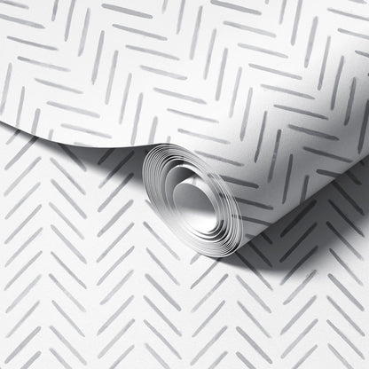 Charcoal Herringbone peel and stick wallpaper room mockup