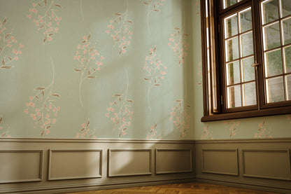 Charlotte in Green peel and stick wallpaper room mockup