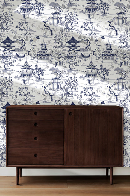 Chinoiserie a Good Old Day Peel and Stick Wallpaper Sample - Animals, Art Nouveau