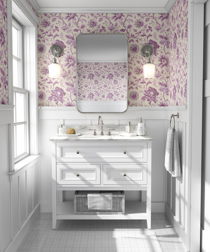 Chinoiserie Toile Garden Peel and Stick Wallpaper